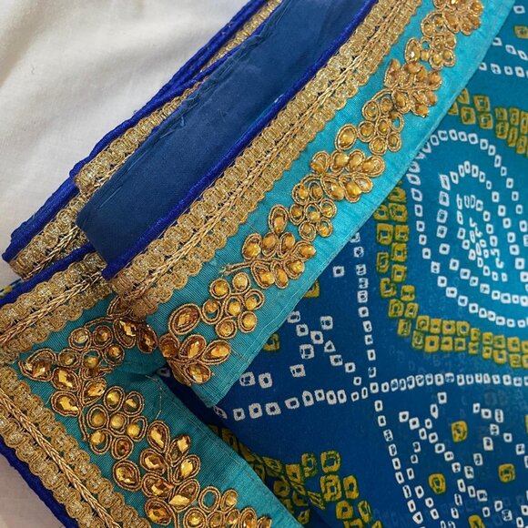 Blue Bandhani Saree - Picture 2 of 2